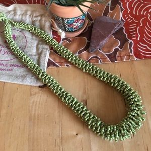 💗 Host Pick 💗 Fair Trade Lime Green Glass Bead 24” Necklace
